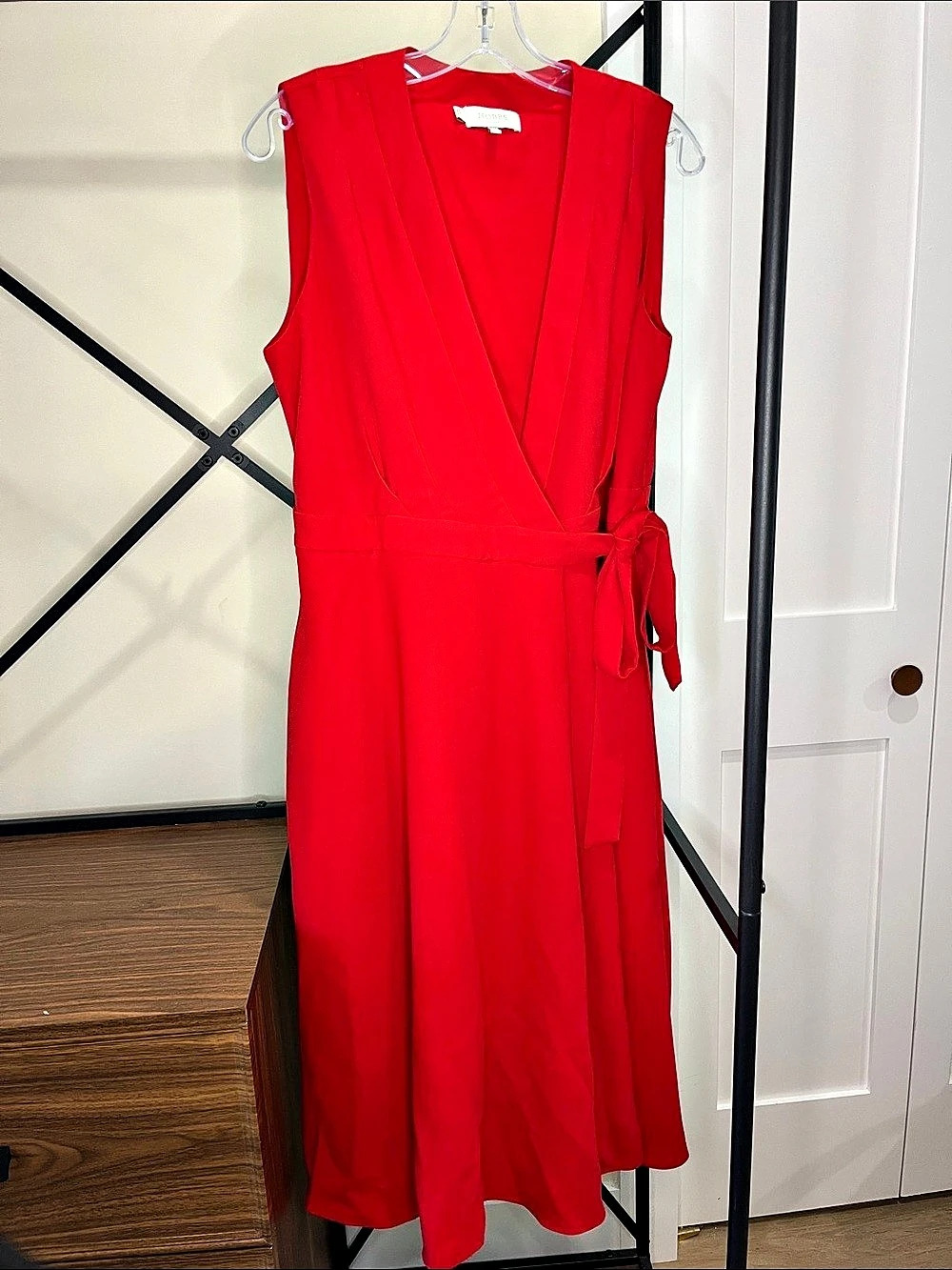Hobbs London Red Wrap Midi Dress Size 8